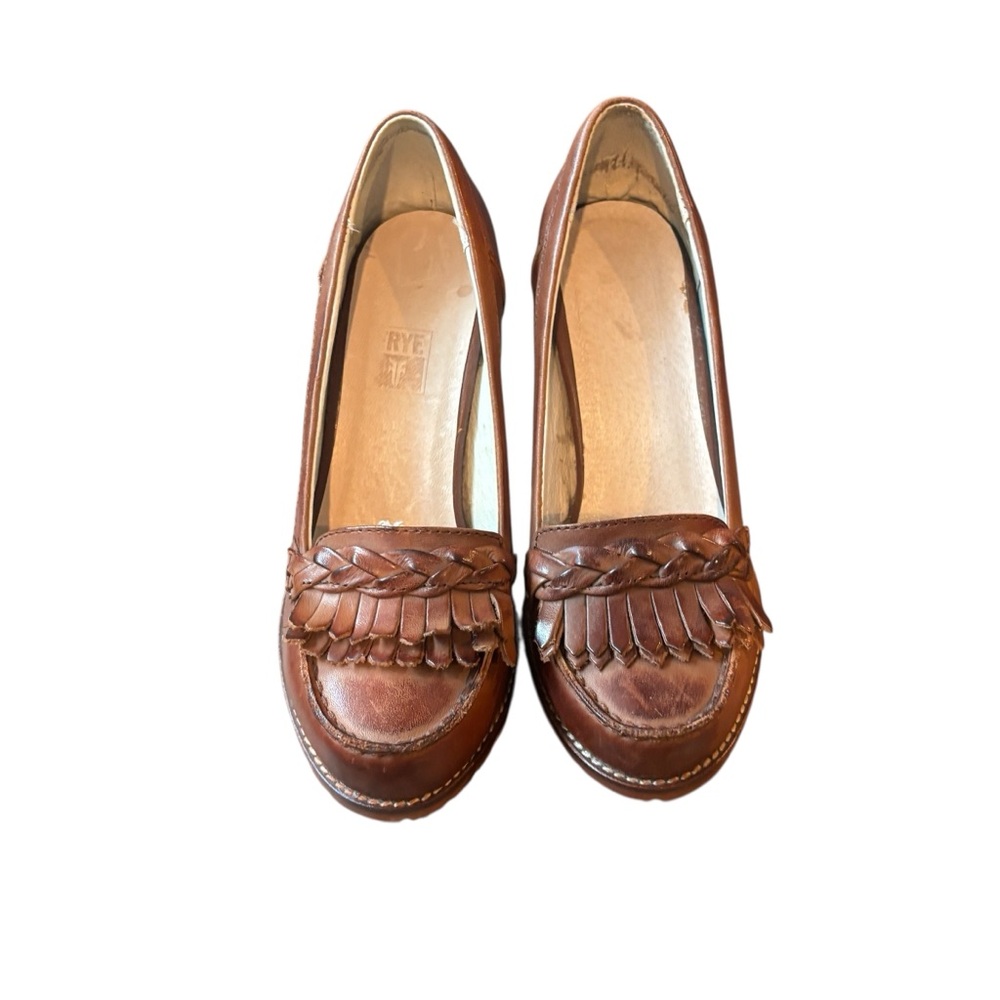 Frye Leather Braided Fringe Loafers Women's Size - Picture 3 of 7